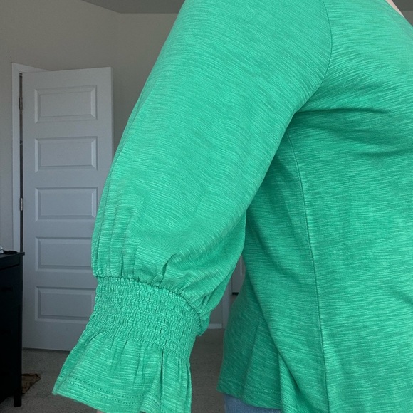 Chico's Green Puff Sleeve Blouse Relaxed Fit - Picture 3 of 7